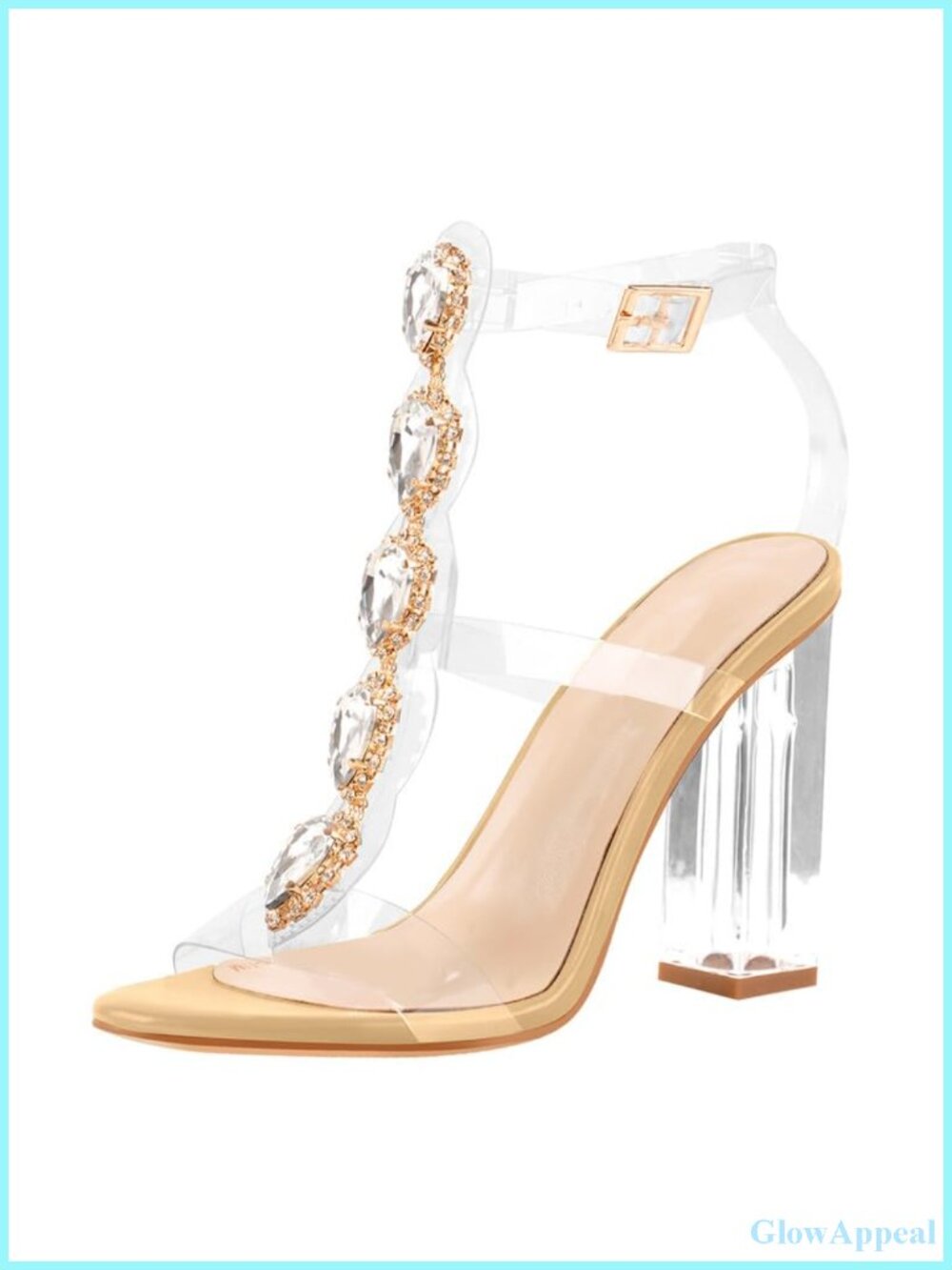 Rhinestone Crystal Chunky Heel Sandals Open Toe Party Prom Wedding